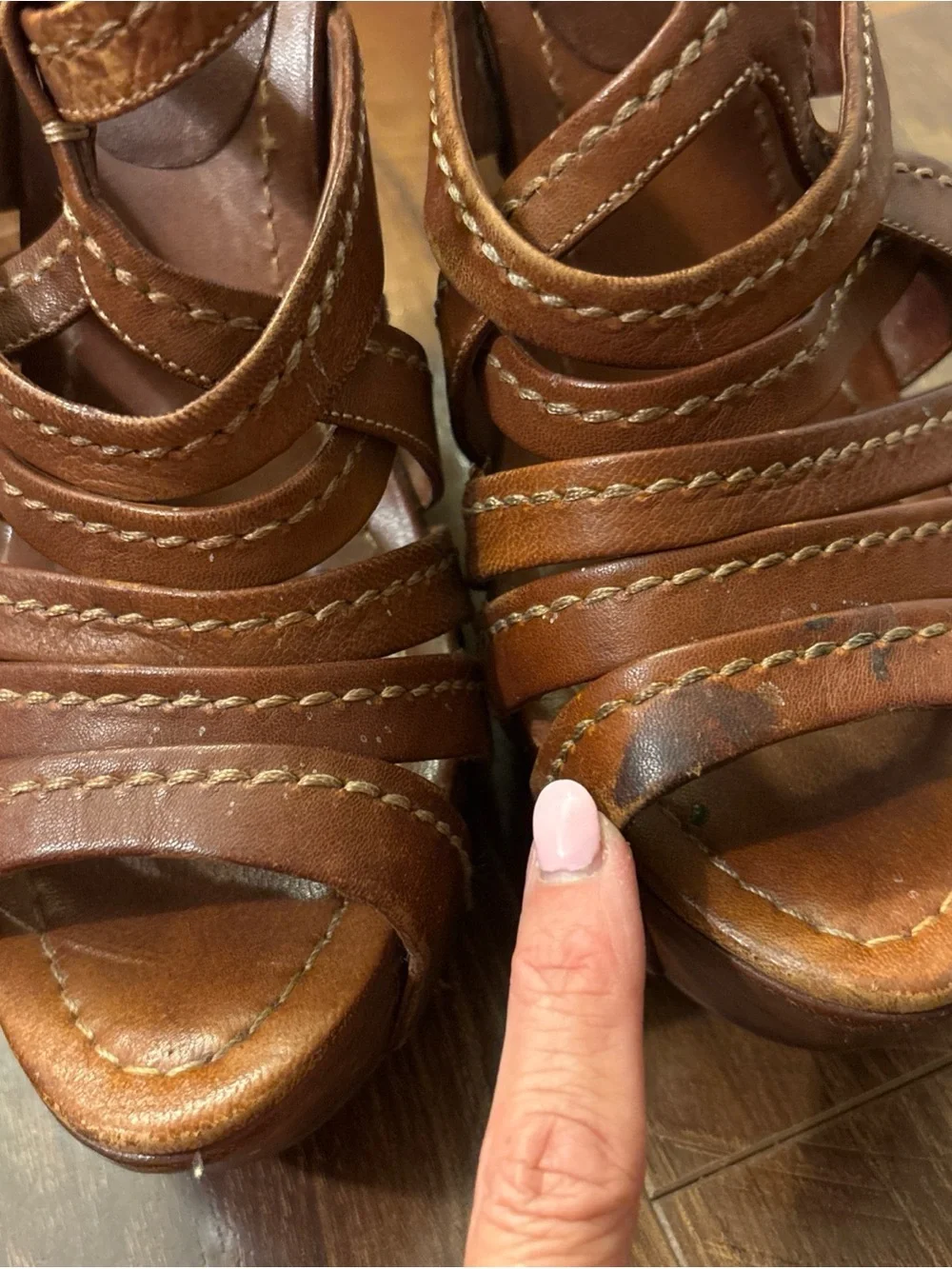 Miu Miu Brown Nappa Washed Leather Wedges Sz 39.5 US 9.5